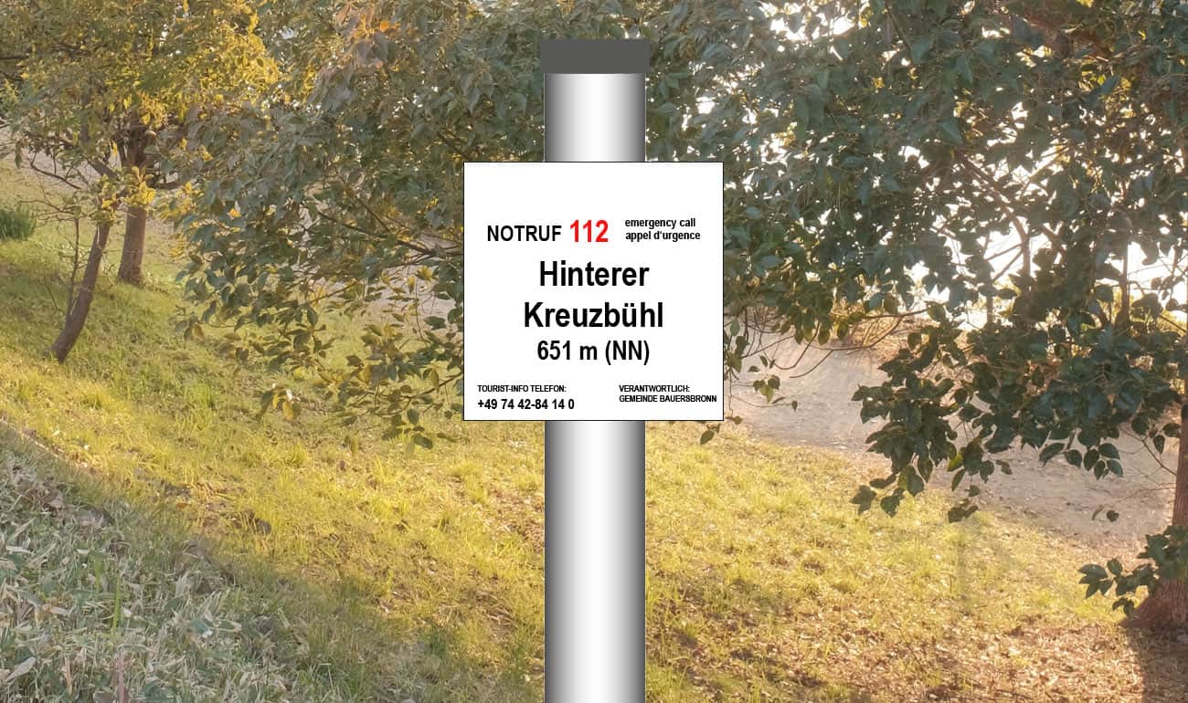 weißes quadratisches Schild mit Beschriftung