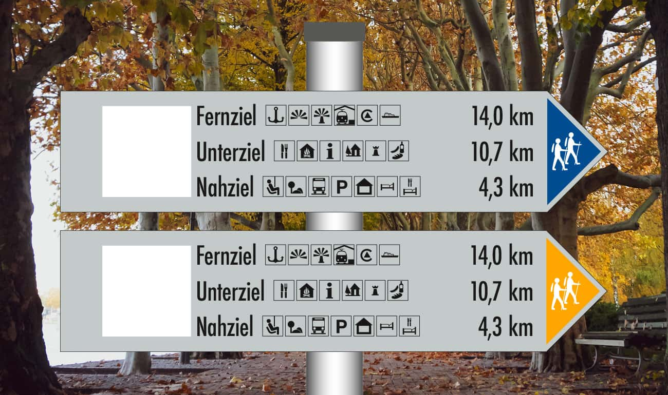 graue Pfeilschilder nach rechts